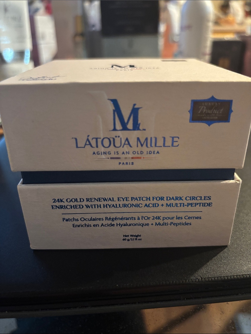 Latoua Mille 24K Gold Renewal Eye Patches for Dark Circles Enriched w HA/Peptide